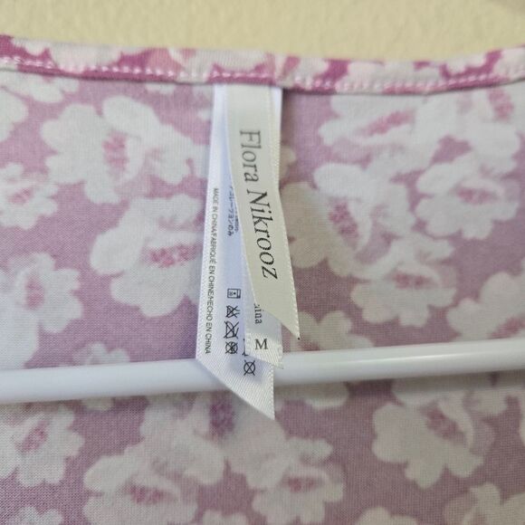 FLORA NIKROOZ Medium Knit Flora Printed Wrap Short Robe Kimono Lace Trim Sleeve - Picture 3 of 7